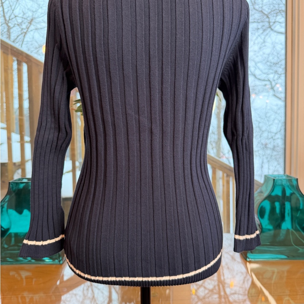 Classic Brooks Brothers Navy Sweater with White Trim - Picture 5 of 9
